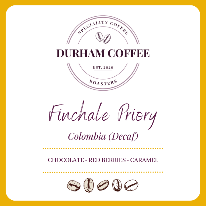 Finchale Priory Colombian Decaf Coffee Label by Durham Coffee