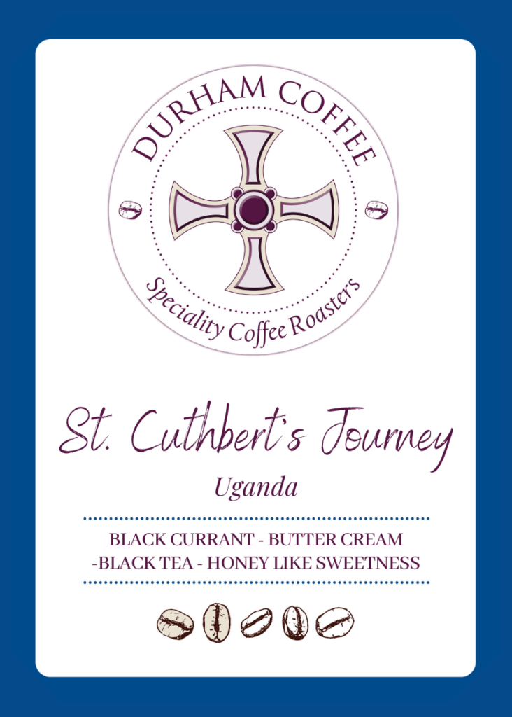 Durham Coffee New Ugandan St. Cuthbert's Journey Label